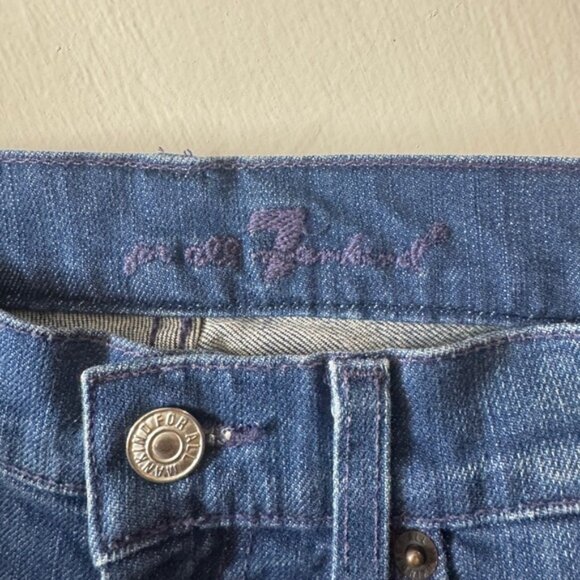 Vintage Y2K 7 For All Mankind Dojo Bootcut Embroidered Pockets Blue Jeans 24 - Picture 13 of 15